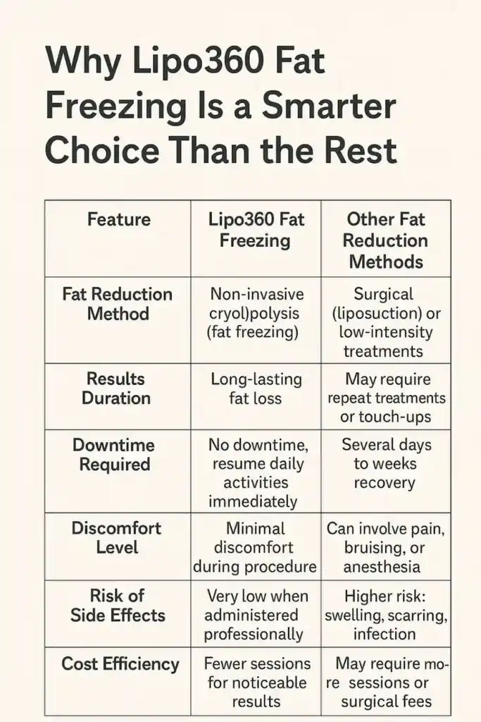 Is it possible to permanently freeze fat cells? 2 Table showing benefits of fat freezing to remove fat cells Watford from Lipo 360