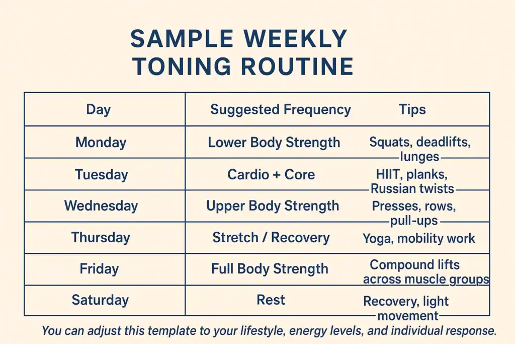 Achieving the Perfect Tone: How Often Should You Exercise for Results? 4 Weekly exercise Watford plan graphic