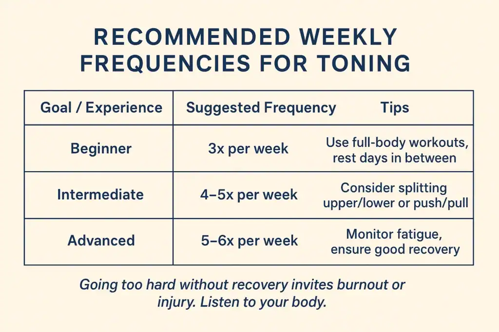 Achieving the Perfect Tone: How Often Should You Exercise for Results? 2 Graphic to show how often you should do exercise to help with toning Watford
